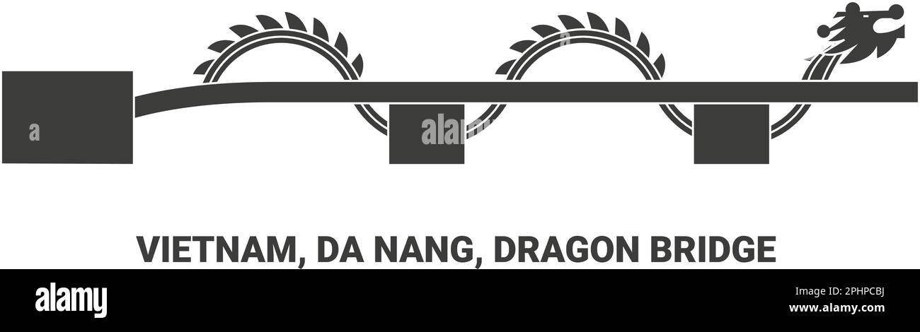 Vietnam, da Nang, Dragon Bridge, viaggio punto di riferimento vettoriale illustrazione Illustrazione Vettoriale