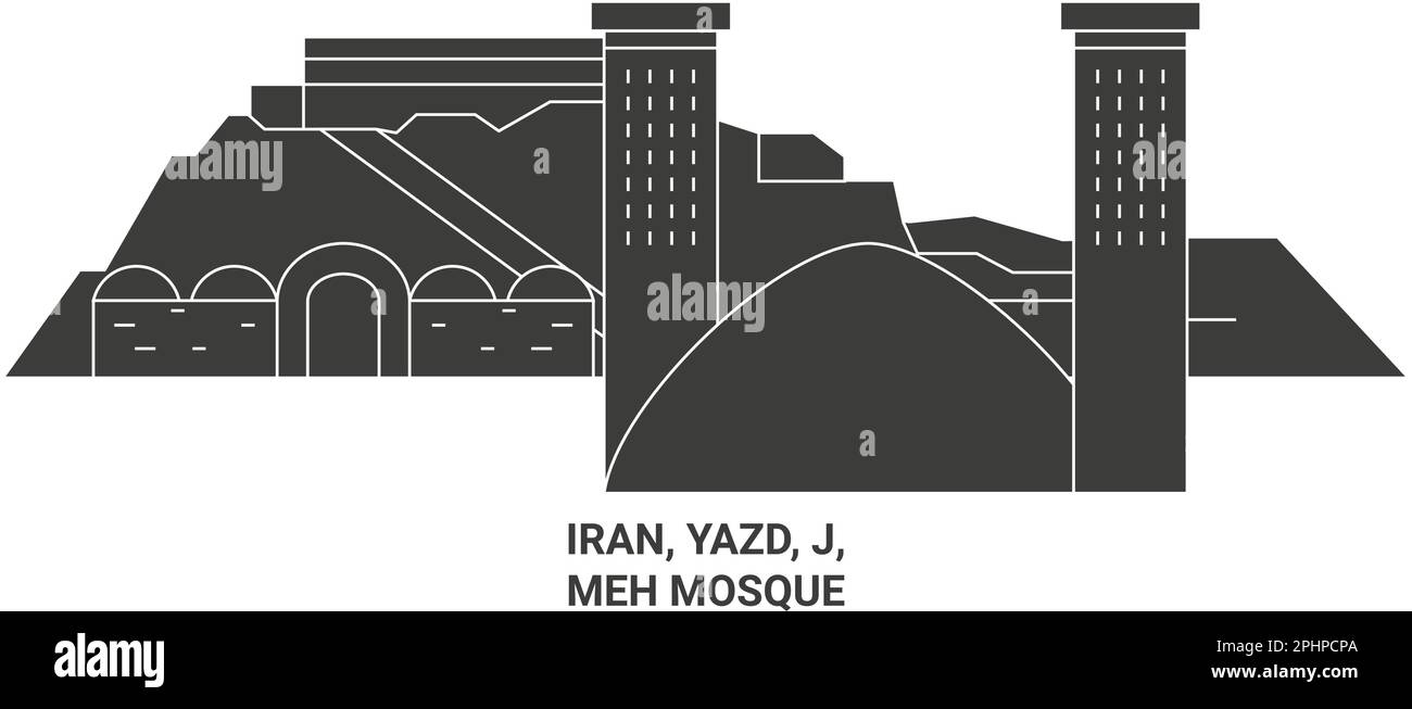 Iran, Yazd, J, Meh Mosque viaggio punto di riferimento figura vettoriale Illustrazione Vettoriale