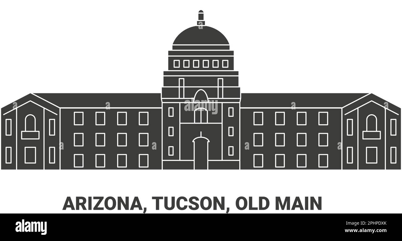 Stati Uniti, Arizona, Tucson, Old Main, viaggio punto di riferimento vettoriale illustrazione Illustrazione Vettoriale