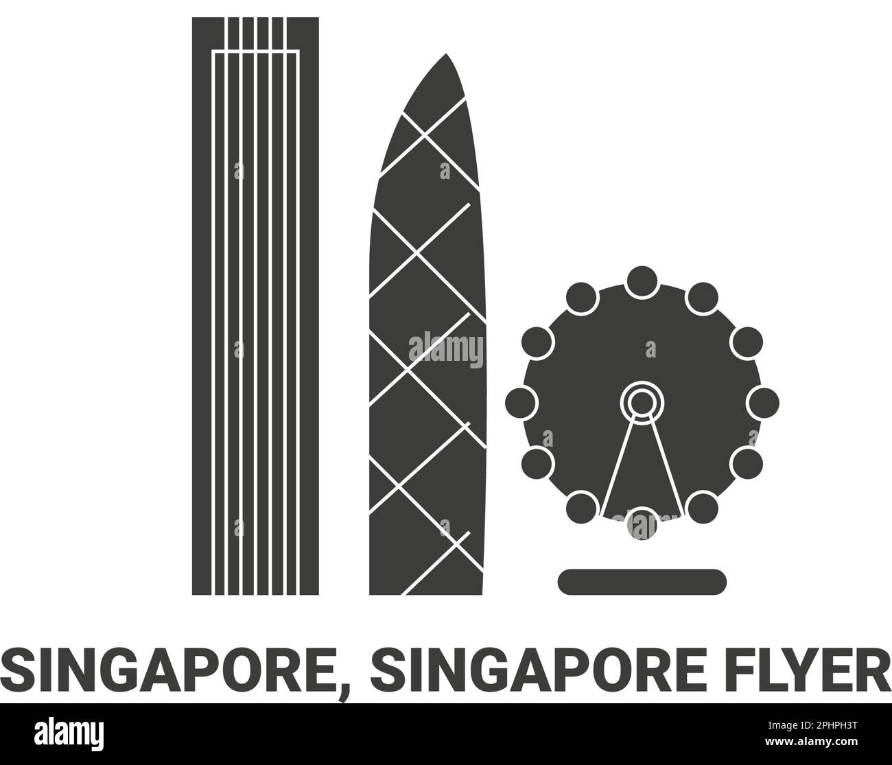 Singapore, Singapore Flyer, disegno vettoriale di riferimento di viaggio Illustrazione Vettoriale