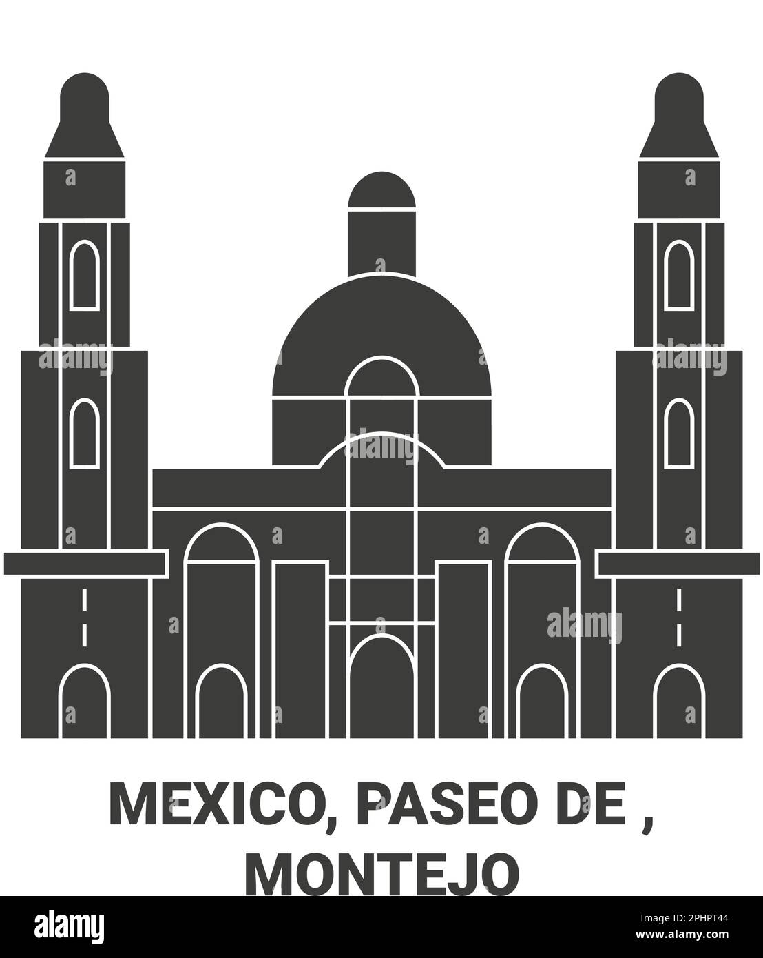 Messico, Paseo De , Montejo viaggio punto di riferimento vettoriale illustrazione Illustrazione Vettoriale