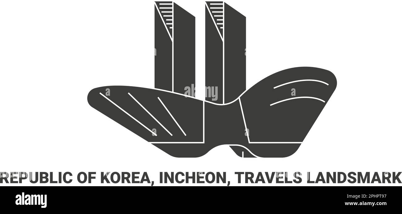 Repubblica di Corea, Incheon, Travels Landsmark, viaggio punto di riferimento vettore illustrazione Illustrazione Vettoriale