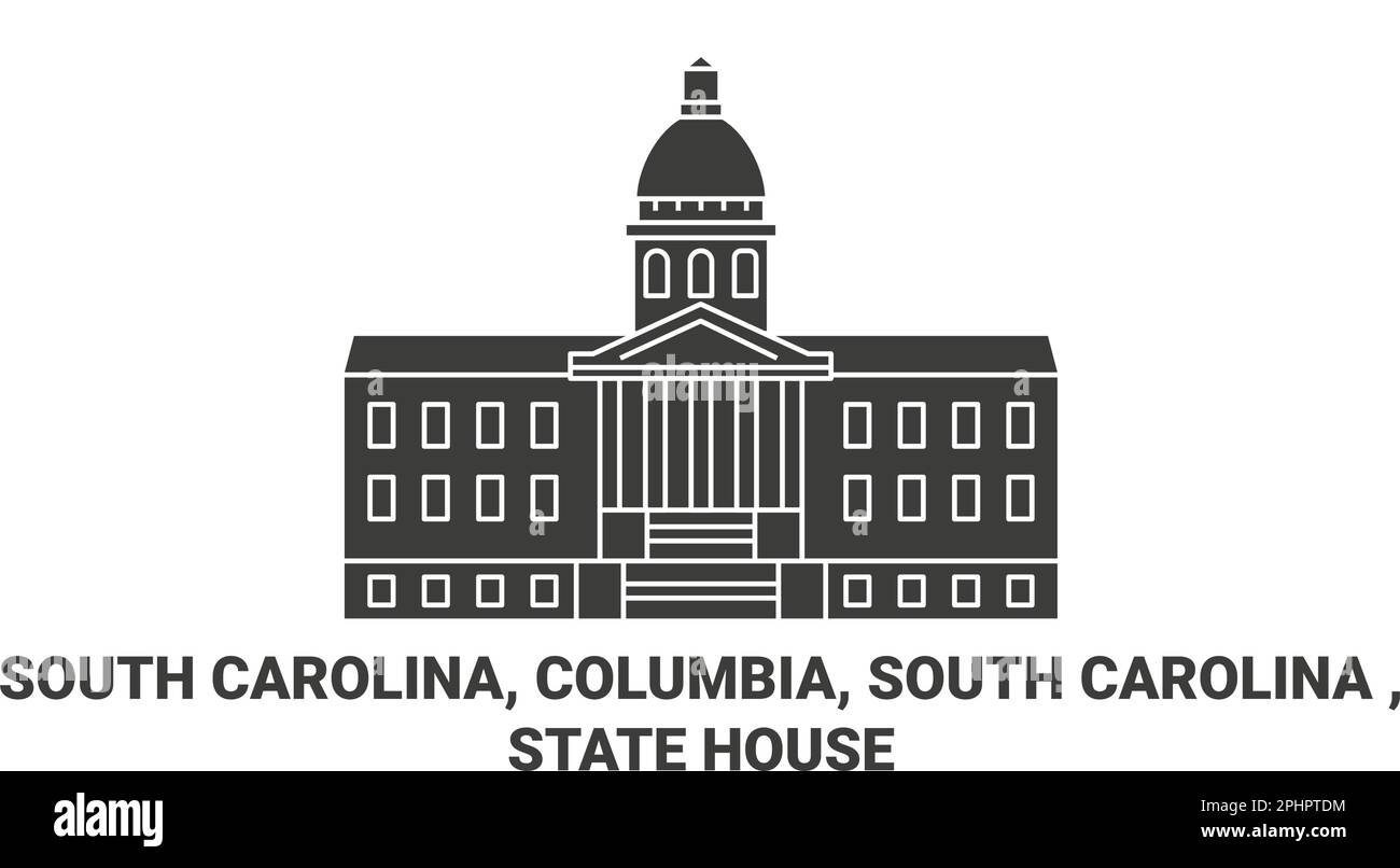 Stati Uniti, Carolina del Sud, Columbia, state House viaggio punto di riferimento vettore illustrazione Illustrazione Vettoriale