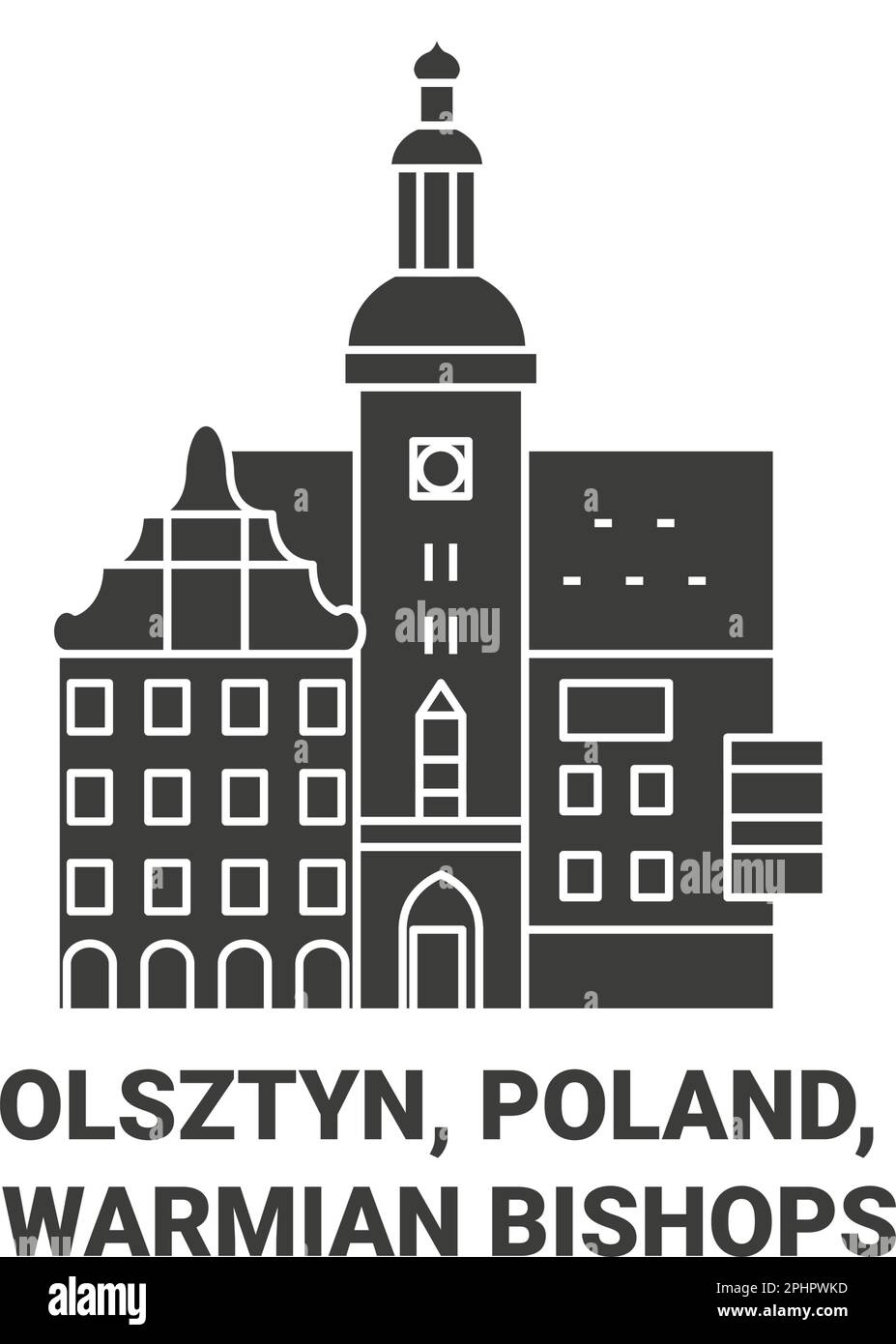 Polonia, Olsztyn, Warmian Vescovi viaggio punto di riferimento vettore illustrazione Illustrazione Vettoriale