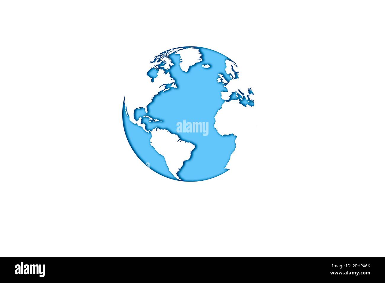 Logo Earth Day. Felice Giornata della Terra, 22 aprile. Illustrazione del vettore di sfondo della mappa mondiale. Foto Stock