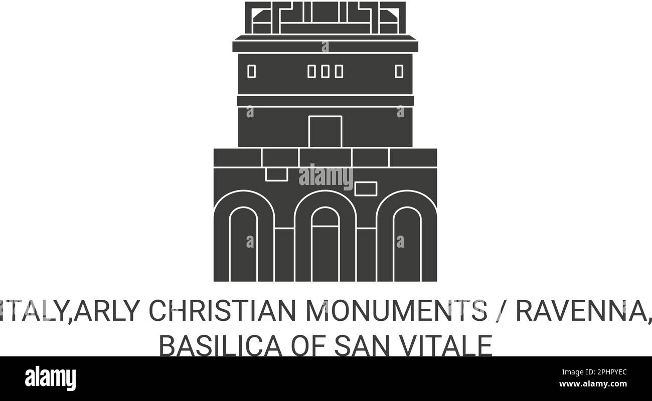 Italia,Monumenti Arly Cristiani Ravenna, Basilica di San vitale viaggio punto di riferimento vettoriale illustrazione Illustrazione Vettoriale