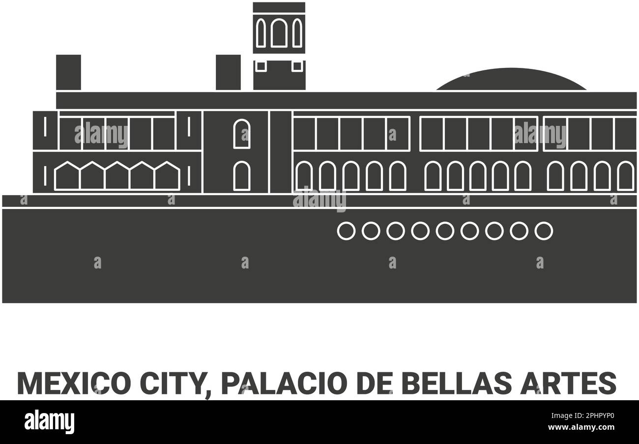 Messico, Città, Palacio De Bellas Artes, viaggio punto di riferimento vettoriale illustrazione Illustrazione Vettoriale
