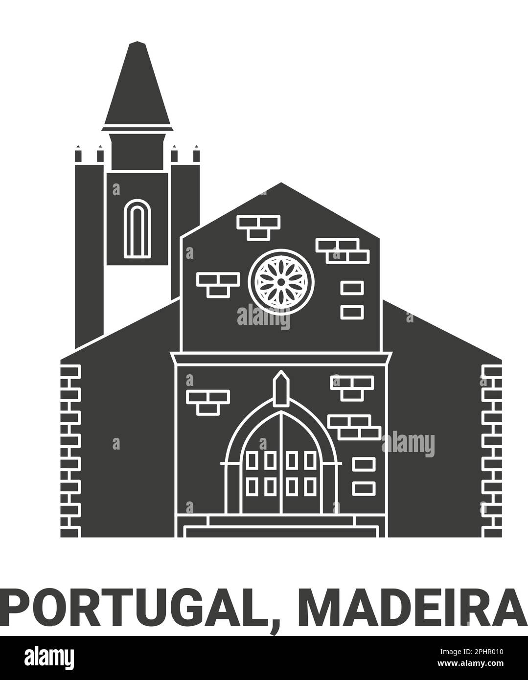 Portogallo, Madeira, viaggio punto di riferimento vettoriale illustrazione Illustrazione Vettoriale