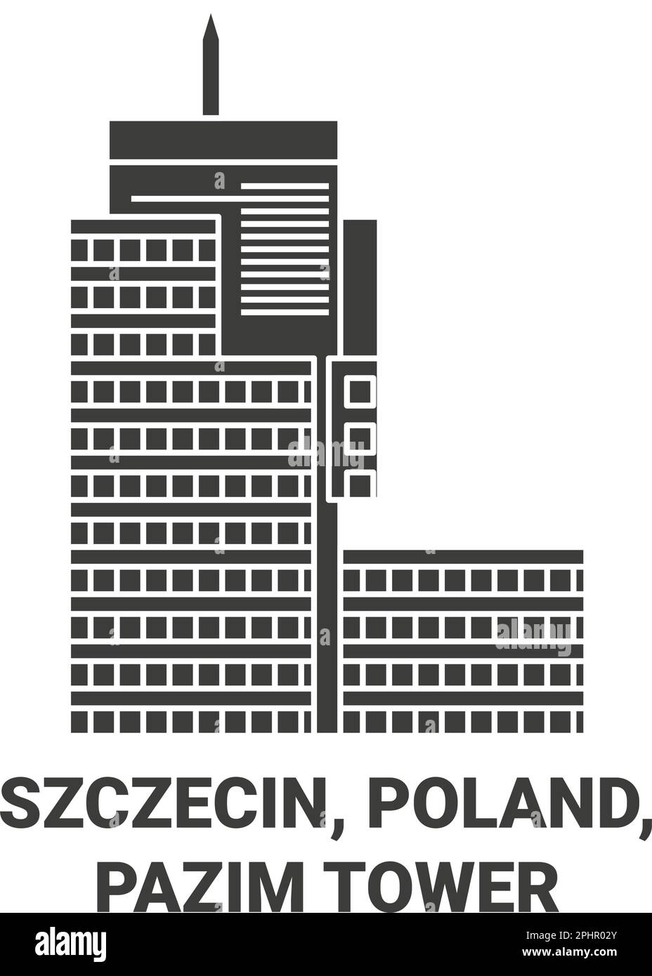 Polonia, Szczecin, Pazim Tower viaggio punto di riferimento vettoriale illustrazione Illustrazione Vettoriale