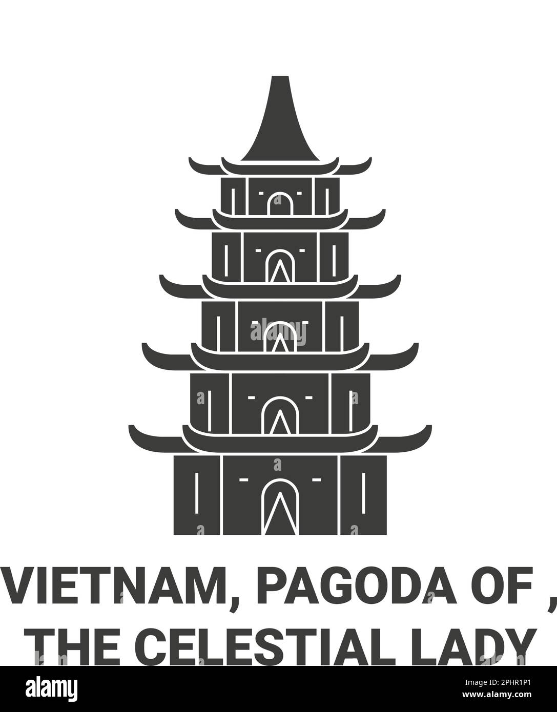 Vietnam, Pagoda di , la Madonna celeste viaggio punto di riferimento vettore illustrazione Illustrazione Vettoriale