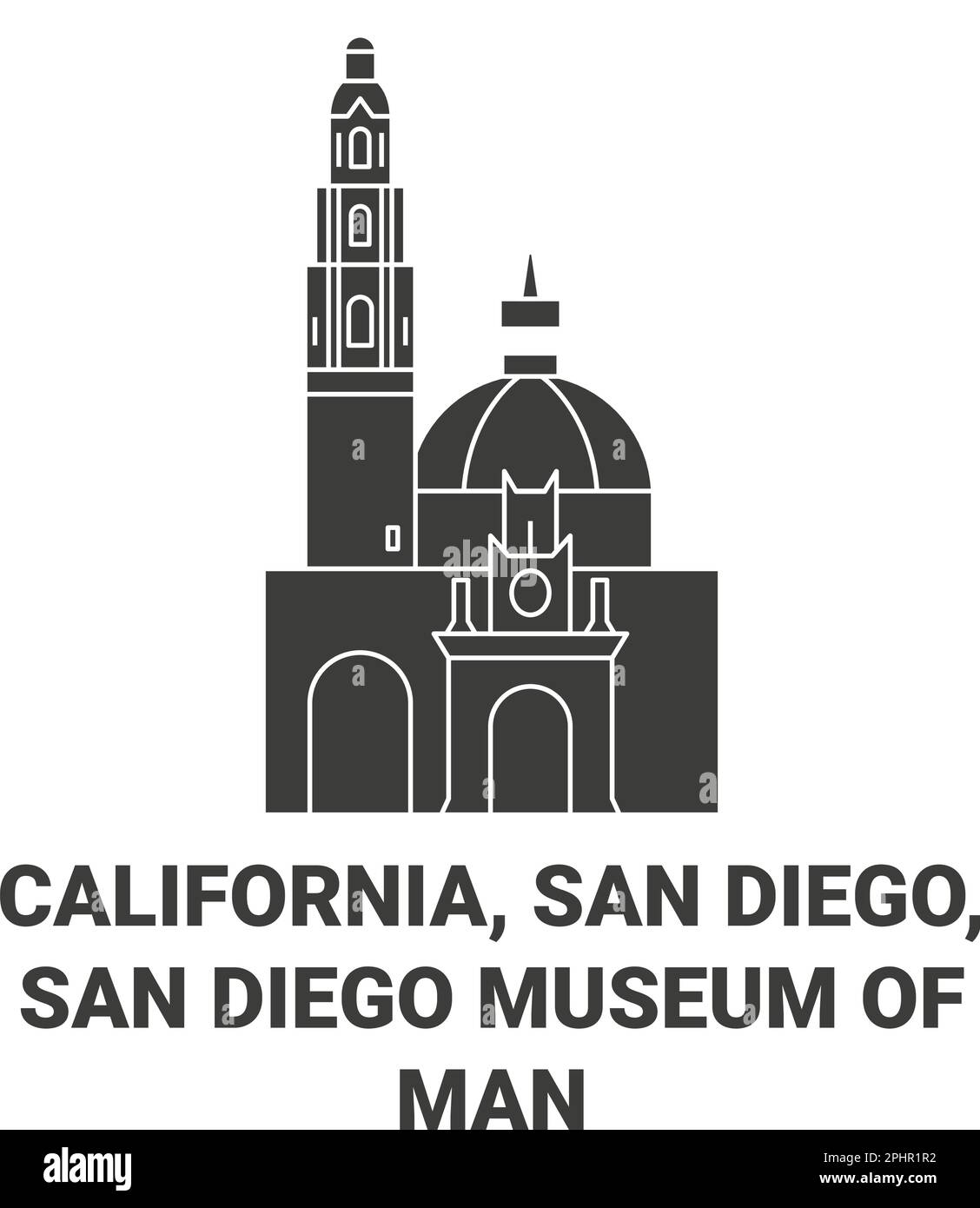 Stati Uniti, California, San Diego, San Diego Museum of Man viaggio punto di riferimento vettoriale illustrazione Illustrazione Vettoriale