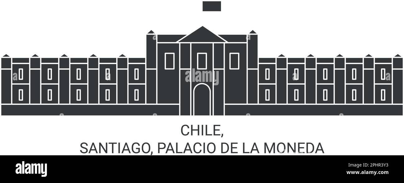 Cile, Santiago, Palacio De la Moneda viaggio punto di riferimento vettore illustrazione Illustrazione Vettoriale
