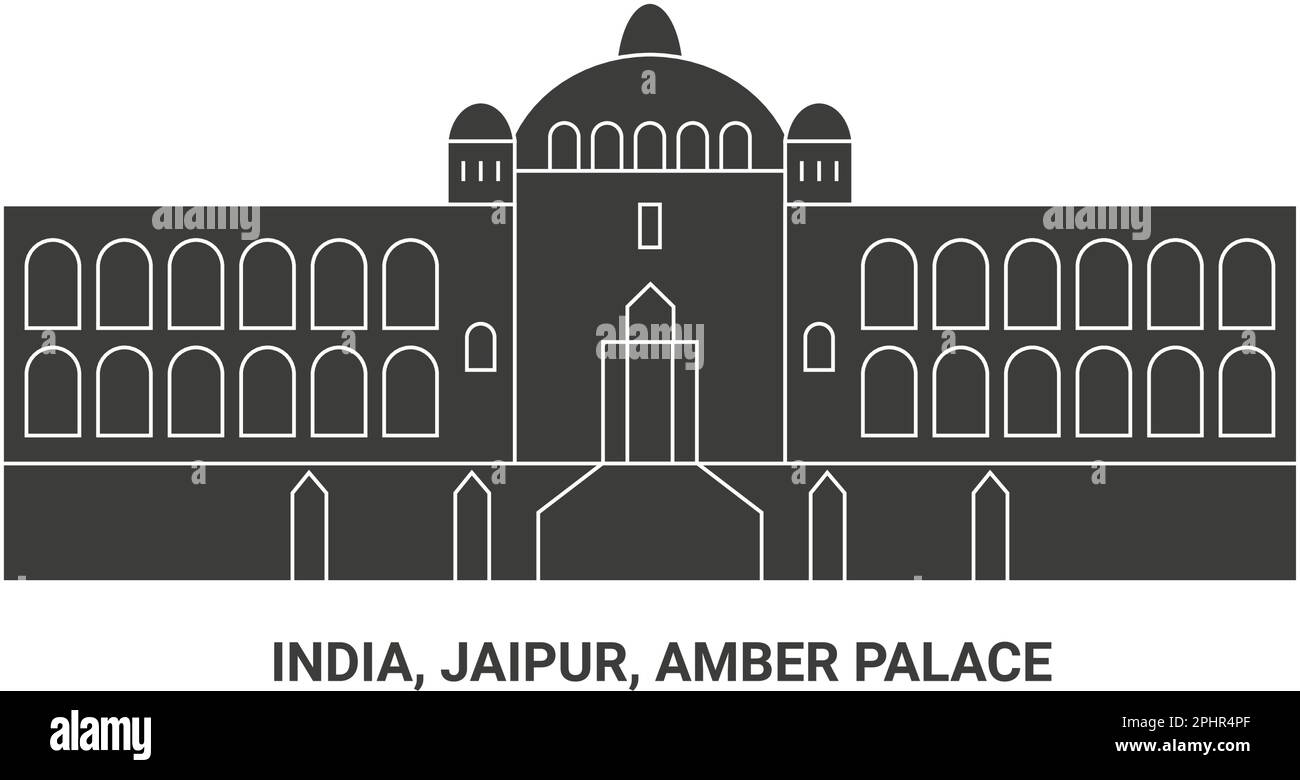 India, Jaipur, Palazzo d'Ambra, viaggio punto di riferimento vettore illustrazione Illustrazione Vettoriale