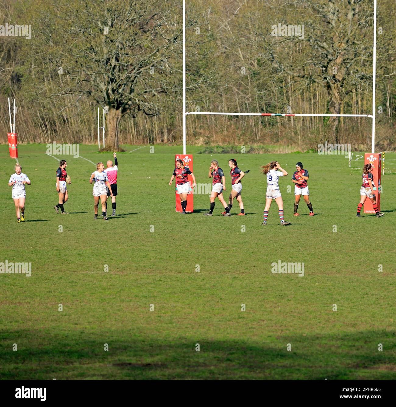 Partita di rugby femminile, Pontcanna Fields Urdd / WRU evento. Marzo 2023. Molla. Foto Stock