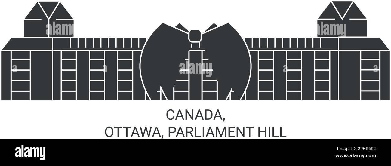 Canada, Ottawa, Parliament Hill viaggio punto di riferimento vettoriale illustrazione Illustrazione Vettoriale
