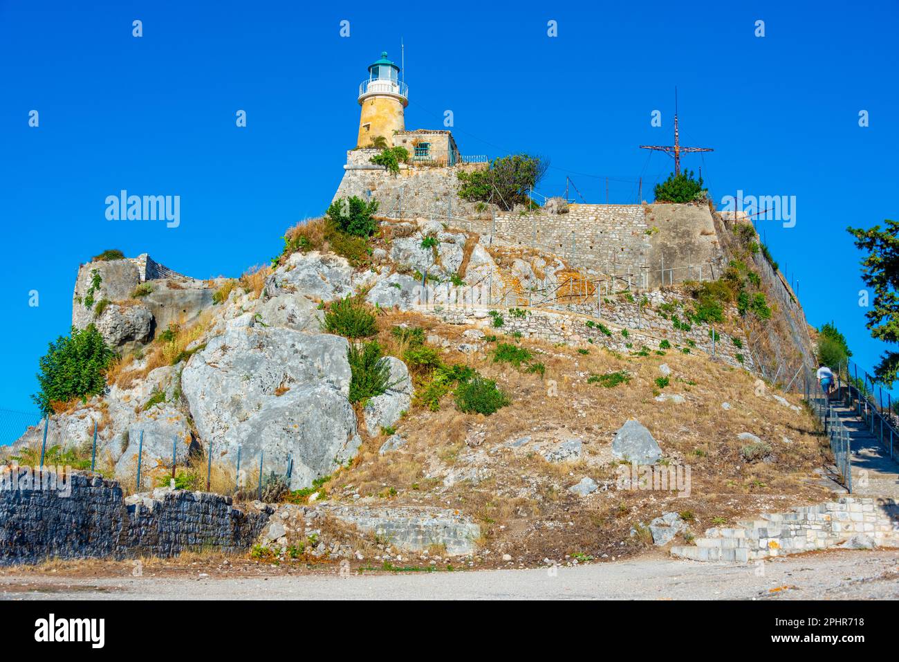 Fortezza di Palaio Frourio sull'isola greca di Corfù. Foto Stock