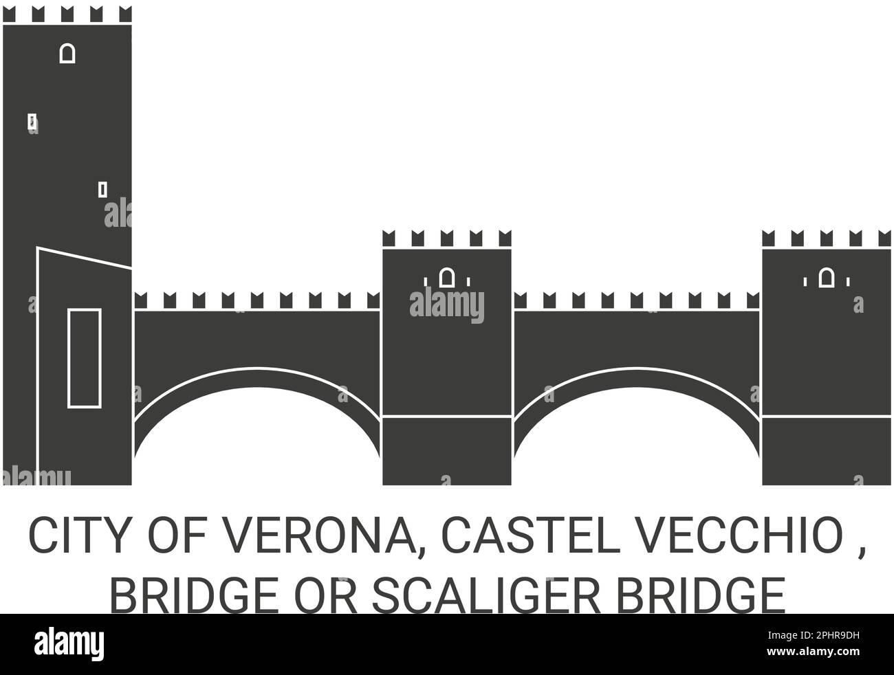 Italia, Verona, Castel Vecchio , Ponte o Ponte Scaligero viaggio punto di riferimento vettoriale illustrazione Illustrazione Vettoriale
