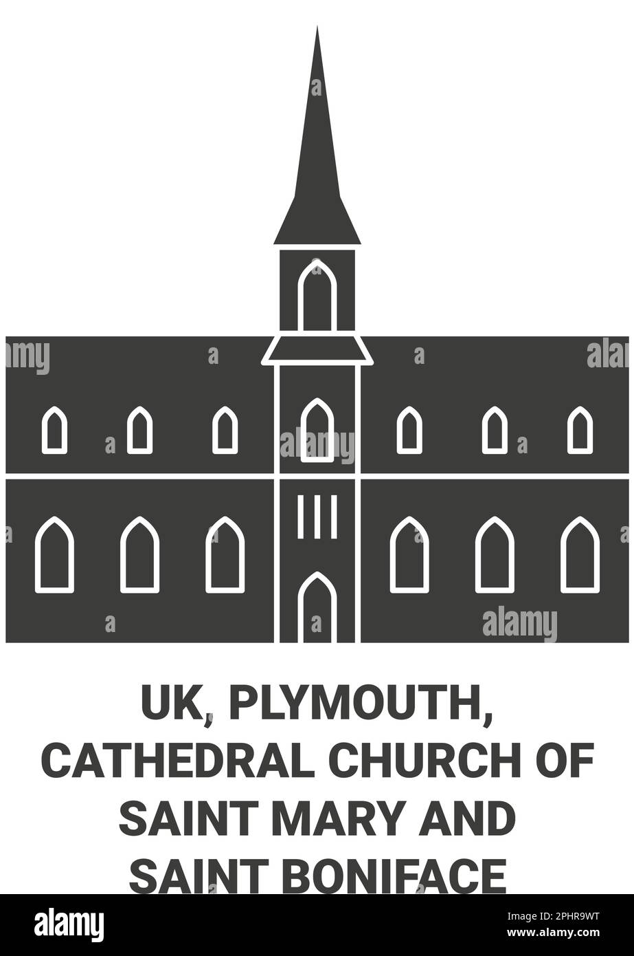 Inghilterra, Plymouth, Cattedrale di Santa Maria e San Bonifacio viaggio punto di riferimento vettore illustrazione Illustrazione Vettoriale