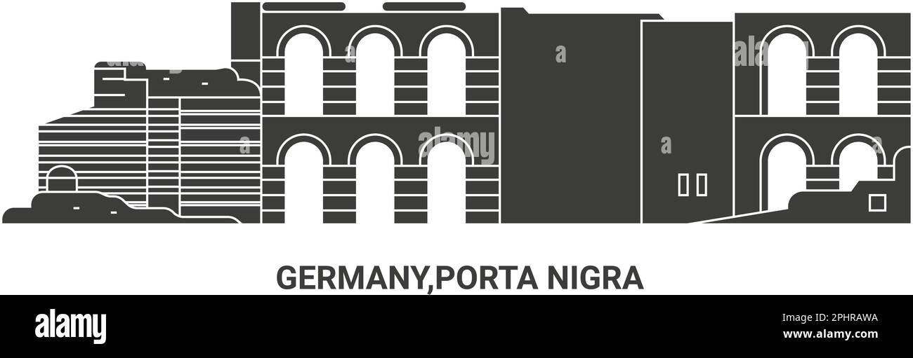Germania,porta Nigra, disegno vettoriale di riferimento di viaggio Illustrazione Vettoriale