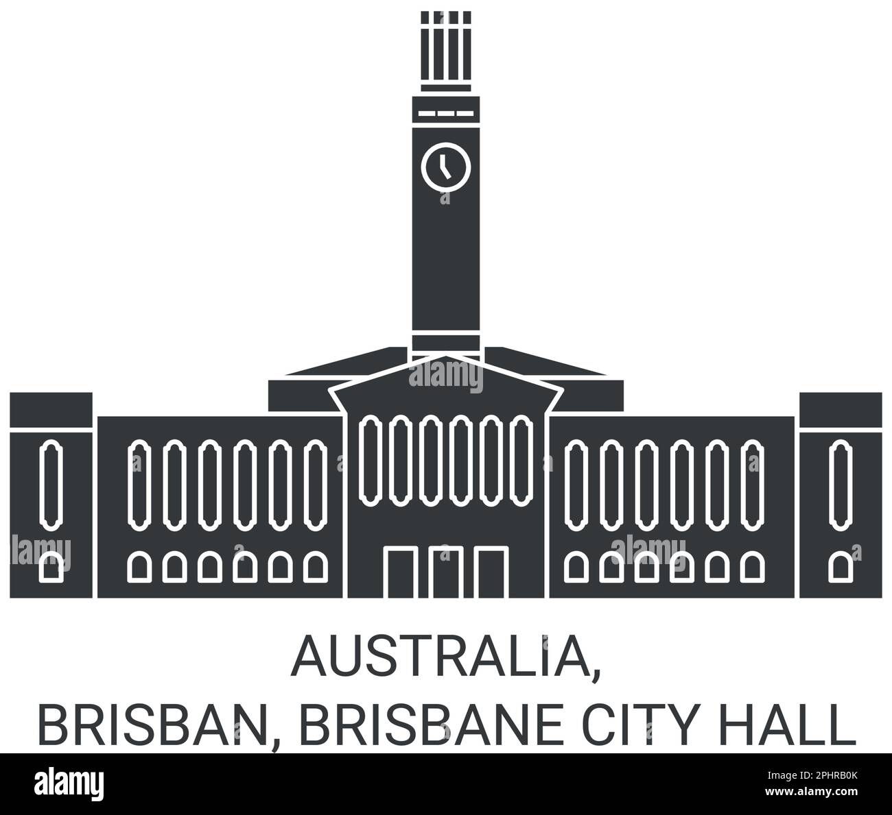 Australia, Brisban, Brisbane City Hall viaggio punto di riferimento vettoriale illustrazione Illustrazione Vettoriale