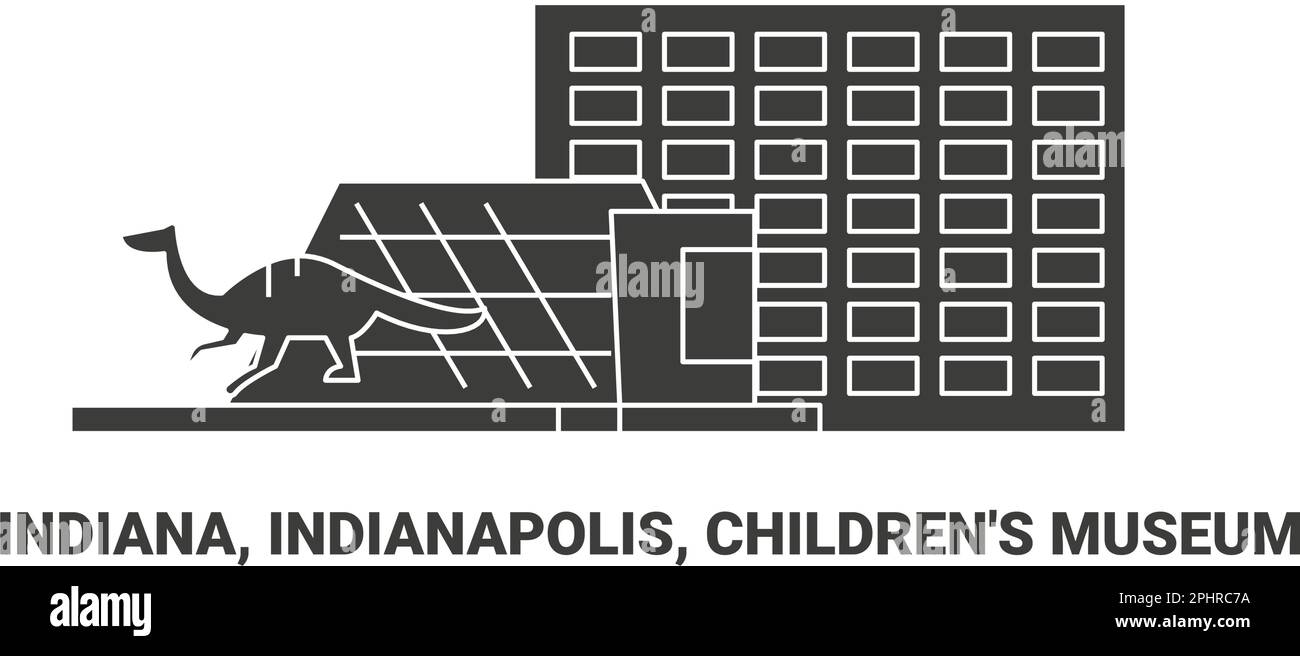 Stati Uniti, Indiana, Indianapolis, Children's Museum, viaggio punto di riferimento vettore illustrazione Illustrazione Vettoriale