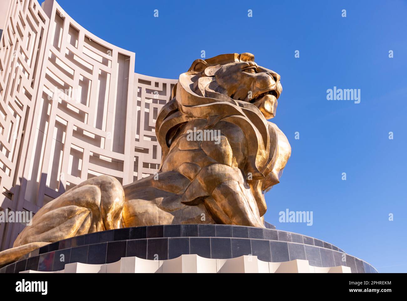 Una foto della statua di Leone Leone, l'animale dietro Metro-Goldwyn-Mayer. Foto Stock