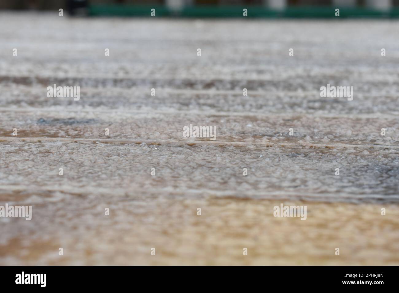 Pioggia e slittino su un ponte di legno. Missouri, Missouri, Stati Uniti, Stati Uniti, USA Foto Stock