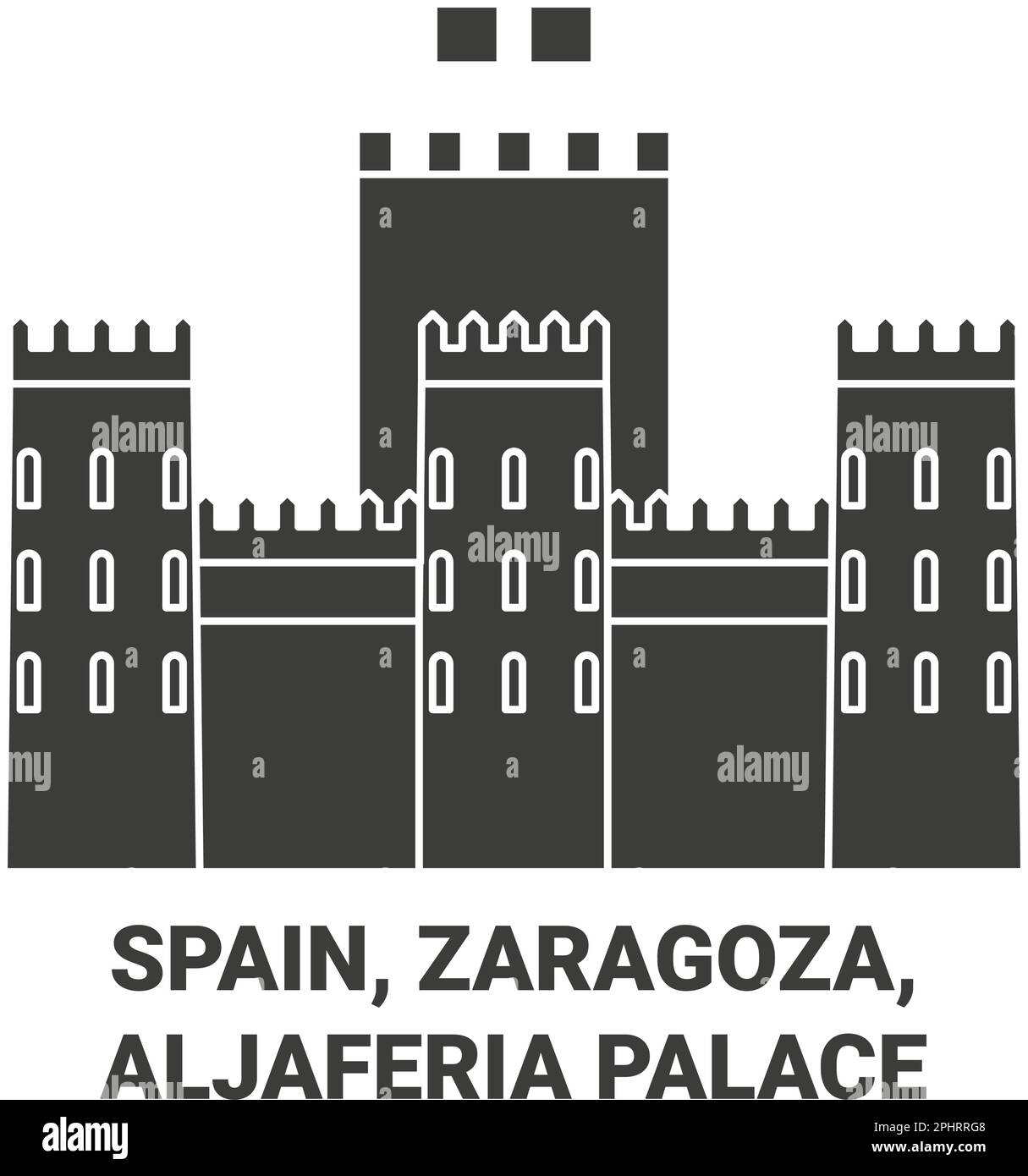 Spagna, Saragozza, Aljaferia Palace viaggio punto di riferimento vettoriale illustrazione Illustrazione Vettoriale
