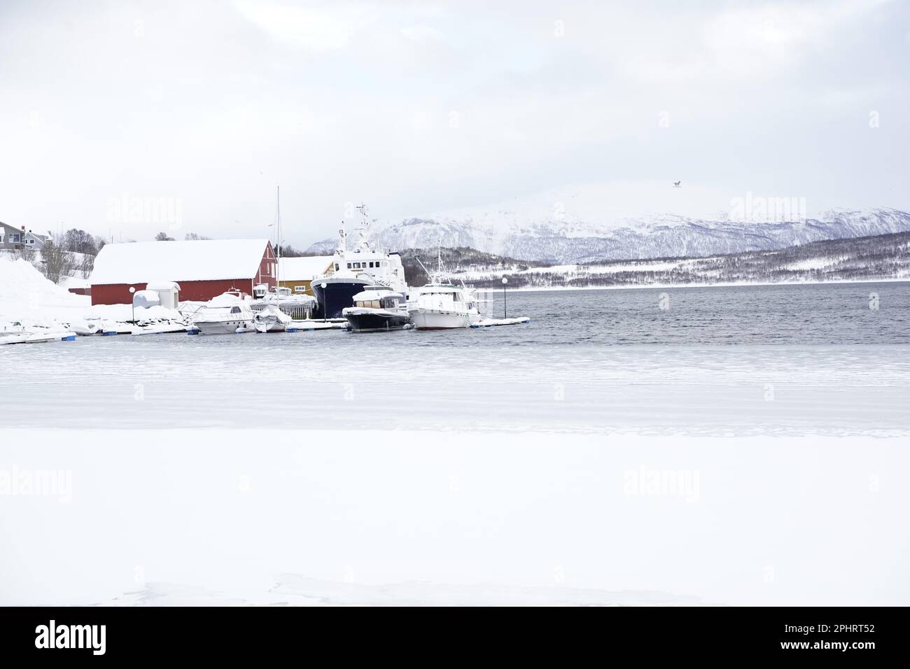 Vista panoramica sulla natura innevata a tromso Foto Stock