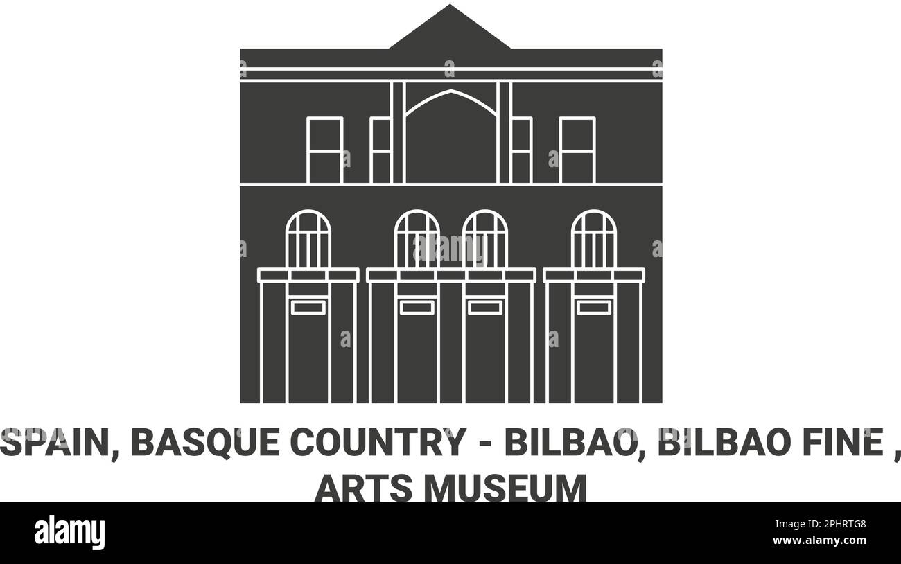 Spagna, Paesi Baschi Bilbao, Bilbao fine, Museo delle Arti viaggio punto di riferimento vettoriale illustrazione Illustrazione Vettoriale