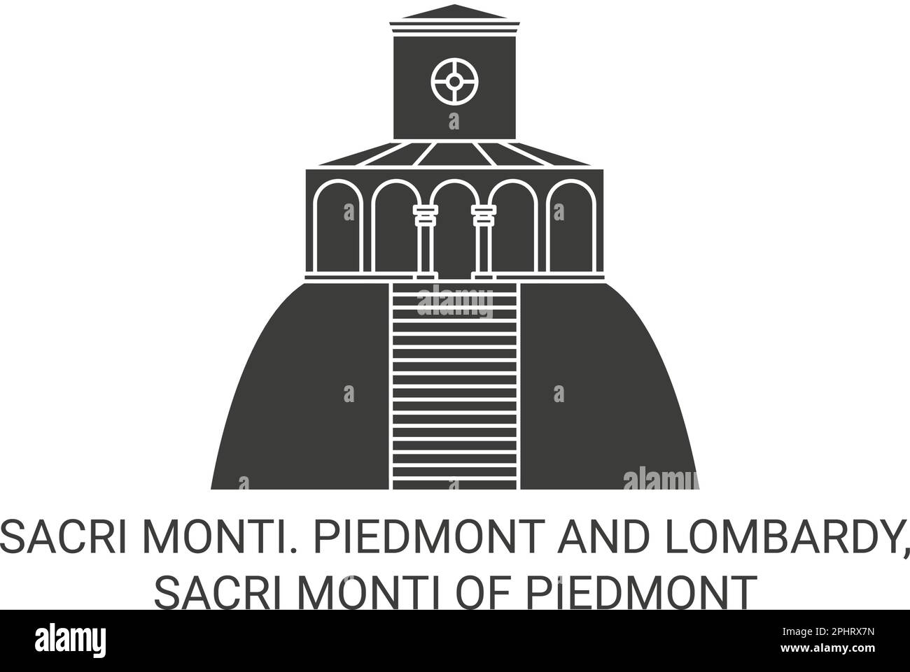 Italia, Sacri Monti del Piemonte viaggio punto di riferimento vettoriale illustrazione Illustrazione Vettoriale
