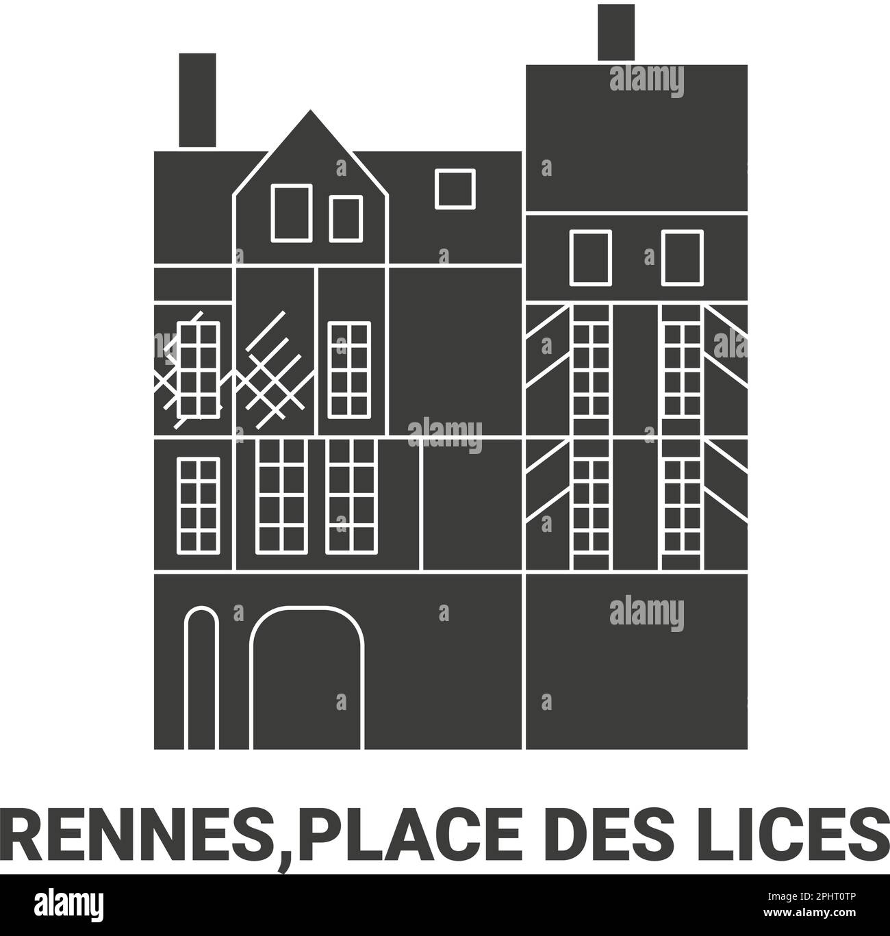 Francia. Rennes,Place Des Lices, illustrazione vettoriale di un punto di riferimento del viaggio Illustrazione Vettoriale