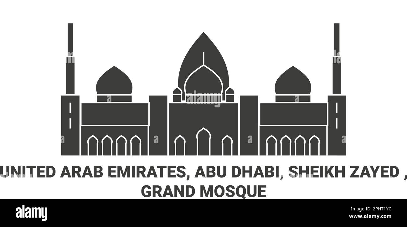 Emirati Arabi Uniti, Abu Dhabi, Sheikh Zayed , Grande Moschea viaggio punto di riferimento vettoriale illustrazione Illustrazione Vettoriale