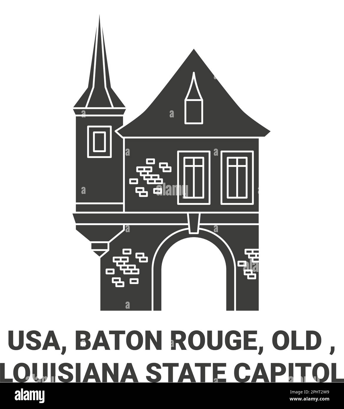 USA, Baton Rouge, Old , Louisiana state Capitol viaggio punto di riferimento vettore illustrazione Illustrazione Vettoriale