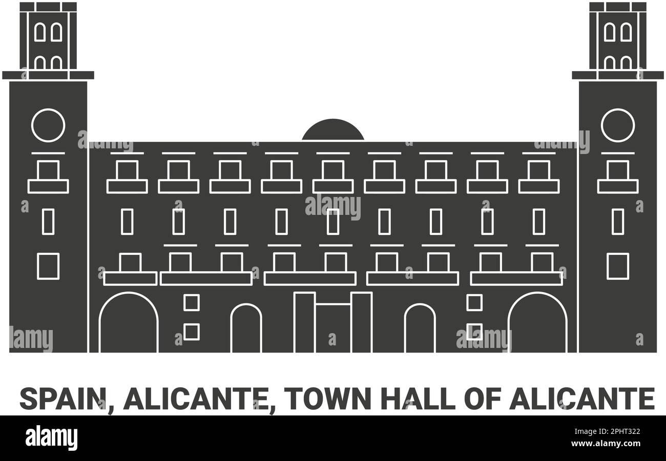 Spagna, Alicante, Municipio di Alicante, viaggio punto di riferimento vettore illustrazione Illustrazione Vettoriale