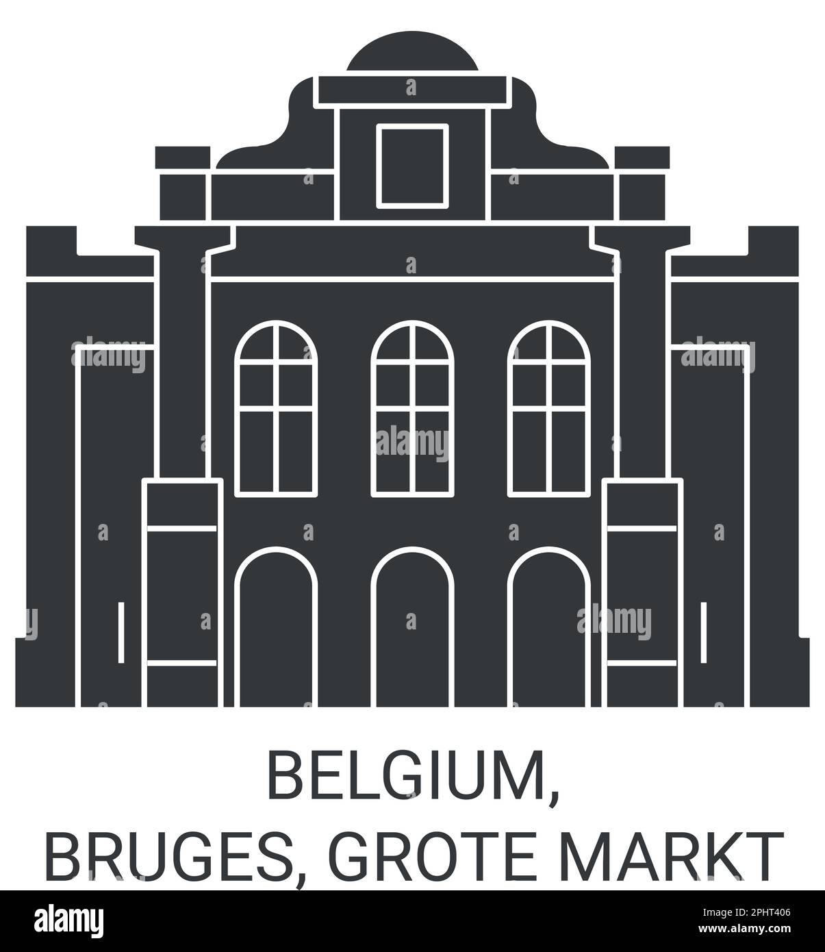 Belgio, Bruges, Grote Markt viaggio punto di riferimento vettore illustrazione Illustrazione Vettoriale