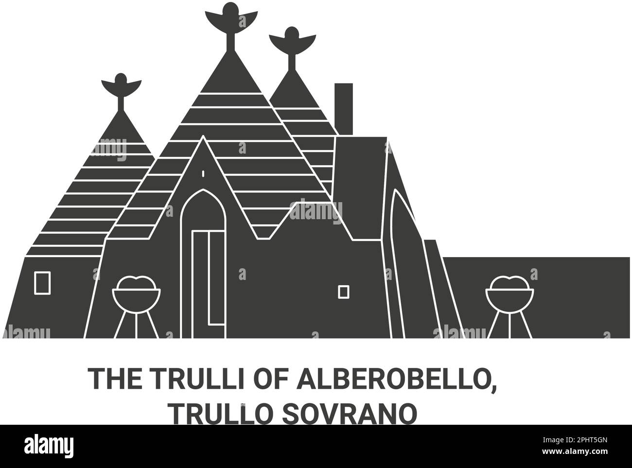 Italia, i Trulli di Alberobello, Trullo Sovrano viaggio punto di riferimento vettore illustrazione Illustrazione Vettoriale