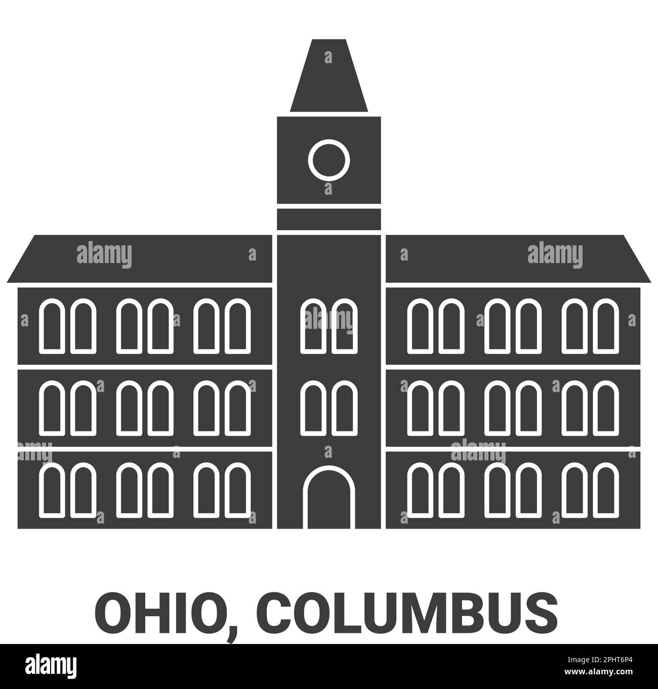Illustrazione vettoriale dei punti di riferimento di viaggio degli Stati Uniti, Ohio, Columbus Illustrazione Vettoriale