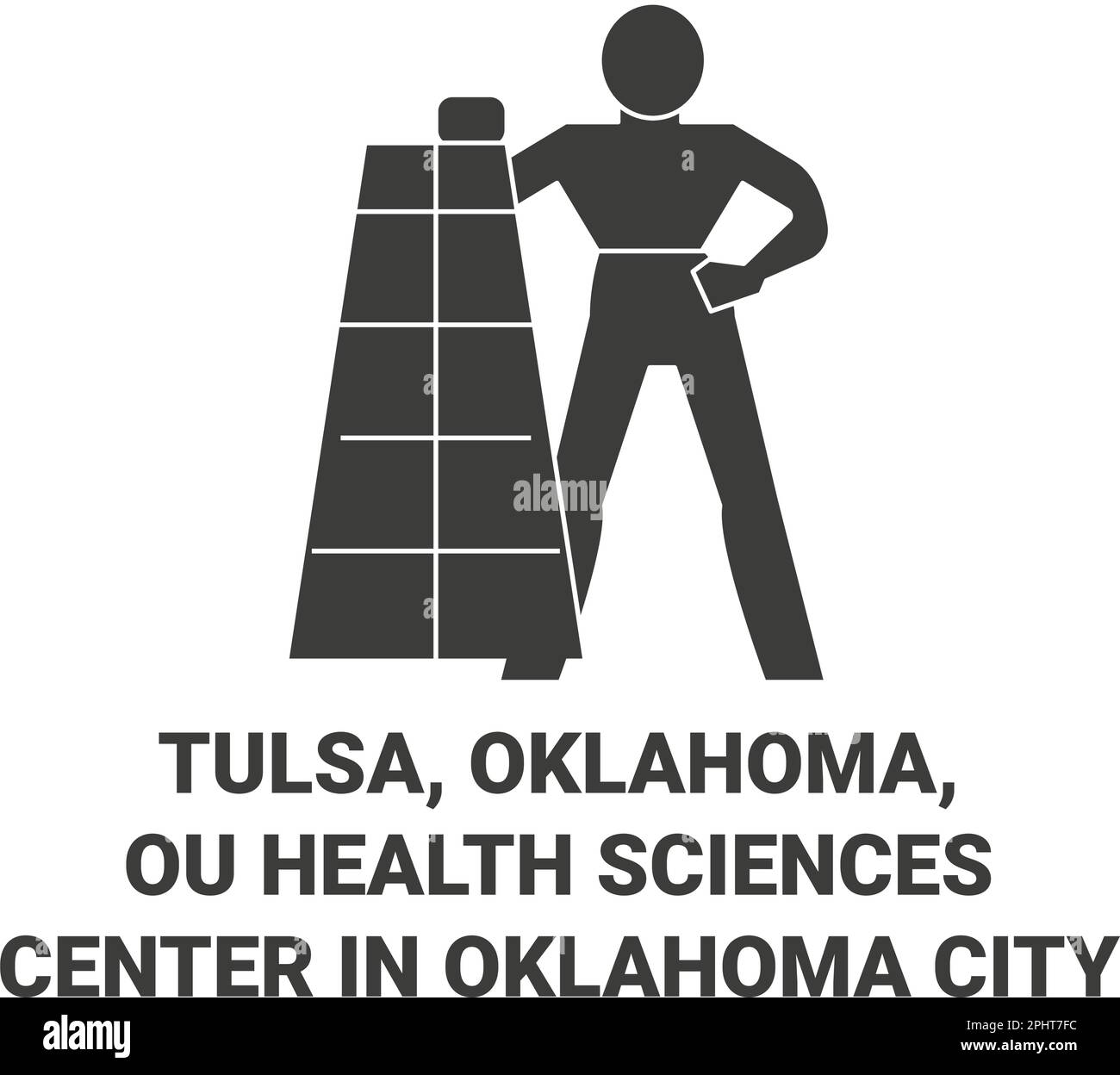 Stati Uniti, Tulsa, Oklahoma, OU Health Sciences Center a Oklahoma City viaggio punto di riferimento vettore illustrazione Illustrazione Vettoriale