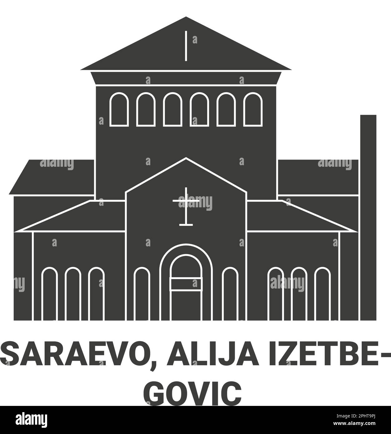 Bosnia-Erzegovina, Sarajevo, Alija Izetbegovic Museo viaggio punto di riferimento vettoriale illustrazione Illustrazione Vettoriale