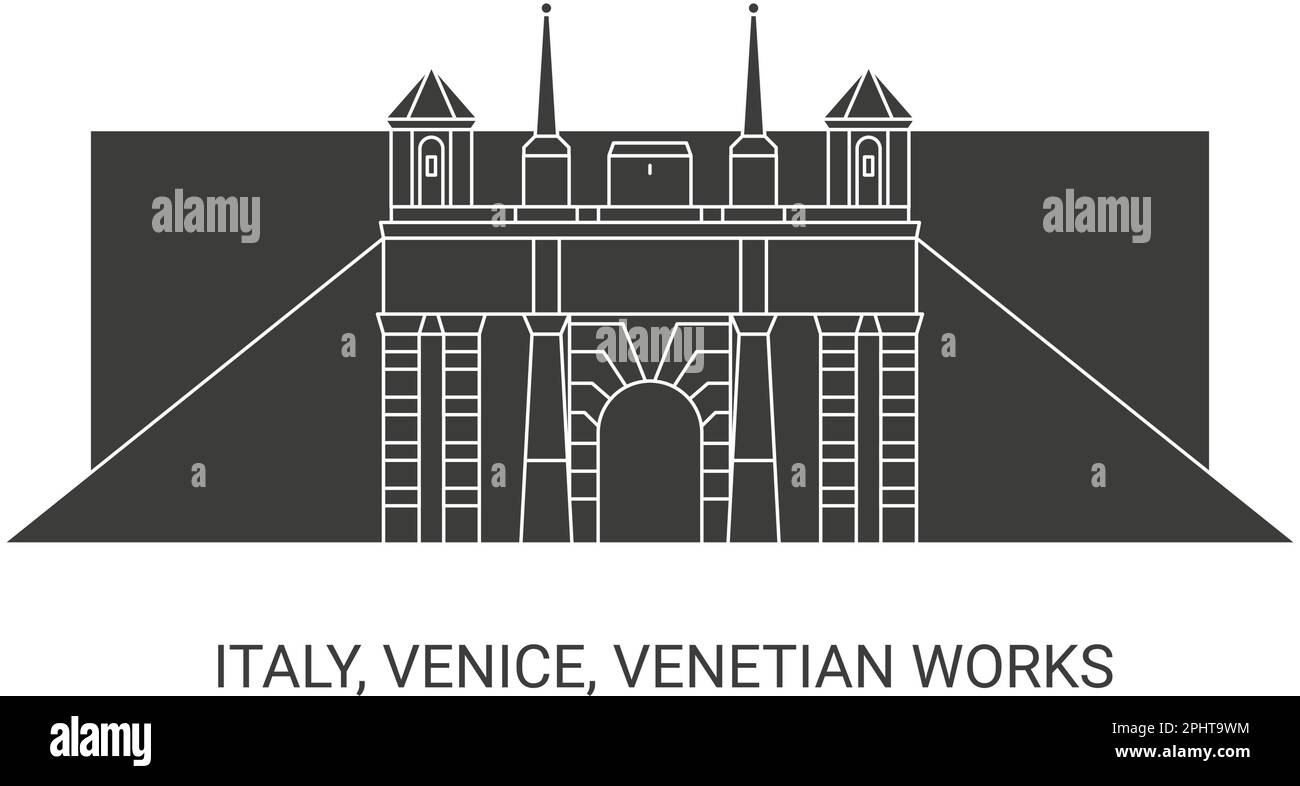 Italia, Venezia, opere veneziane viaggio punto di riferimento vettoriale illustrazione Illustrazione Vettoriale