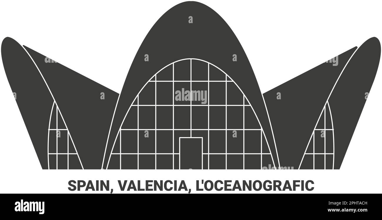 Spagna, Valencia, l'oceanografico viaggio riferimento vettore illustrazione Illustrazione Vettoriale