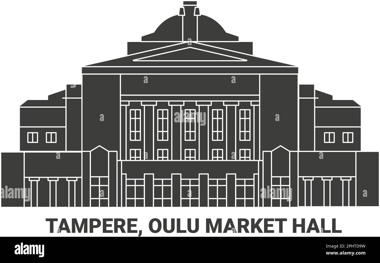 Finlandia, Tampere, Oulu Market Hall, viaggio punto di riferimento vettoriale illustrazione Illustrazione Vettoriale