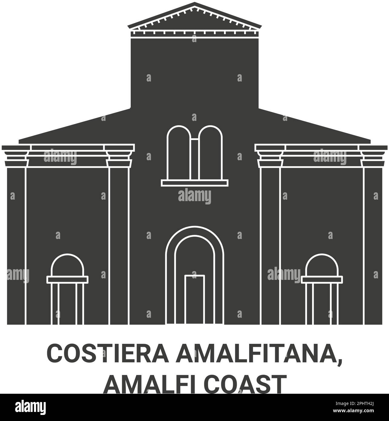 Italia, Costiera Amalfitana, Costiera Amalfitana viaggio punto di riferimento vettoriale illustrazione Illustrazione Vettoriale