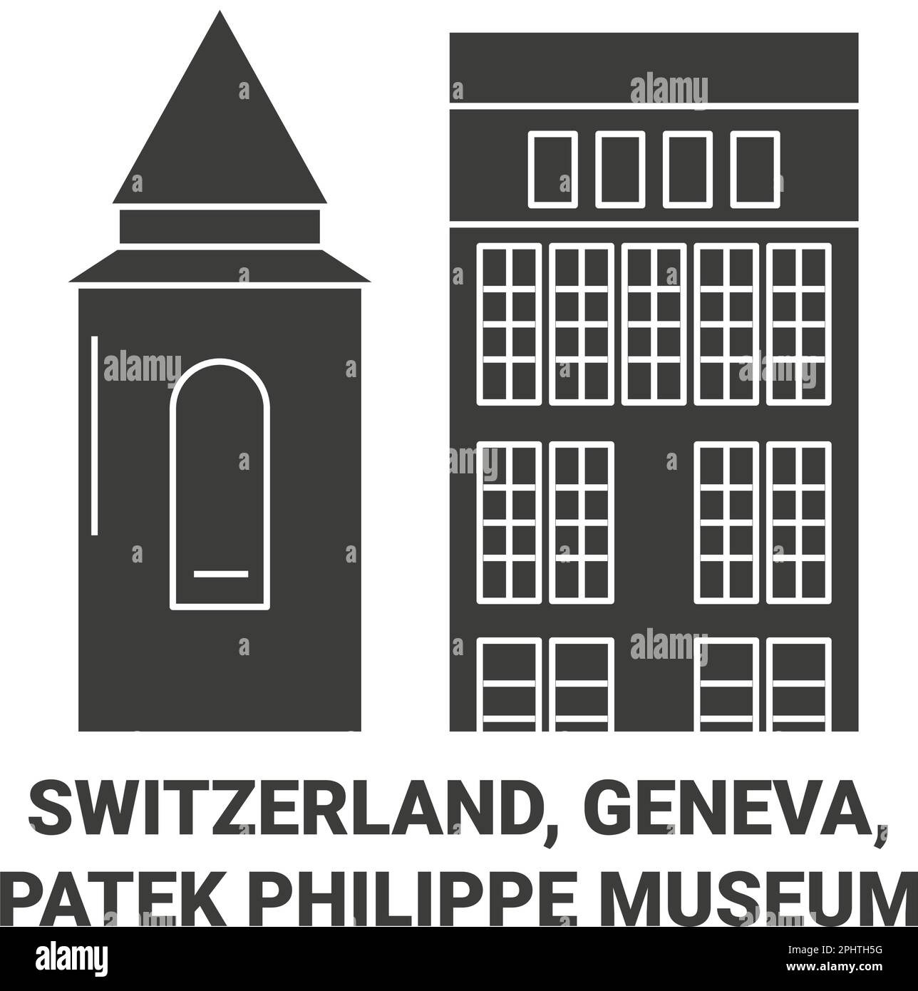 Svizzera, Ginevra, Patek Philippe Museo viaggio punto di riferimento vettoriale illustrazione Illustrazione Vettoriale