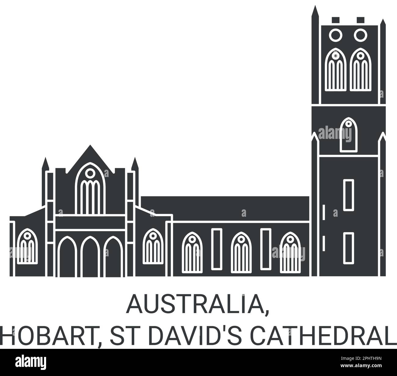 Australia, Hobart, St David's Cathedral viaggio simbolo vettore illustrazione Illustrazione Vettoriale
