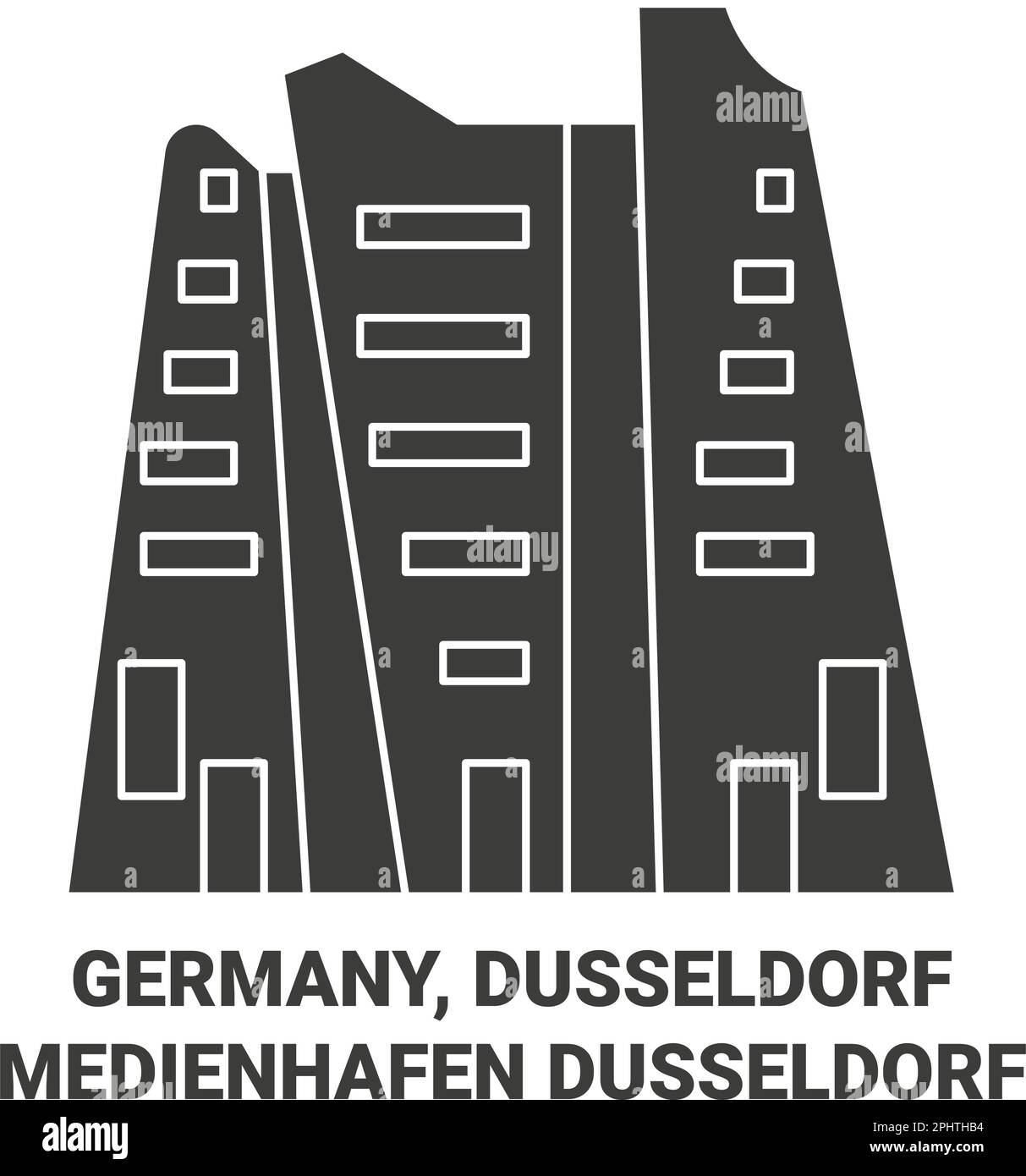 Germania, Dusseldorf, Medienhafen Dsseldorf viaggio punto di riferimento vettore illustrazione Illustrazione Vettoriale