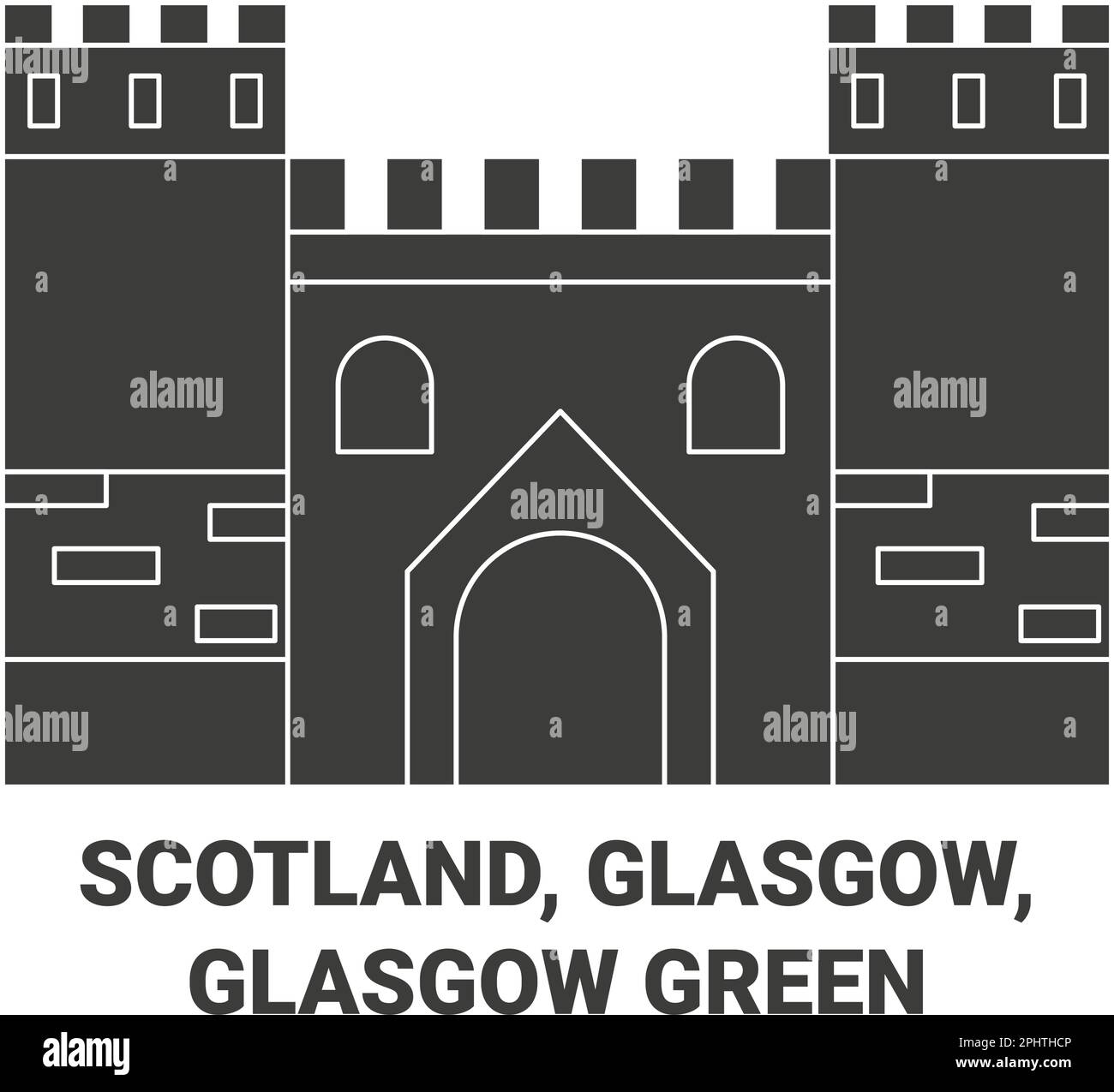 Scotland, Glasgow, Glasgow Green Travel riferimento vettoriale illustrazione Illustrazione Vettoriale