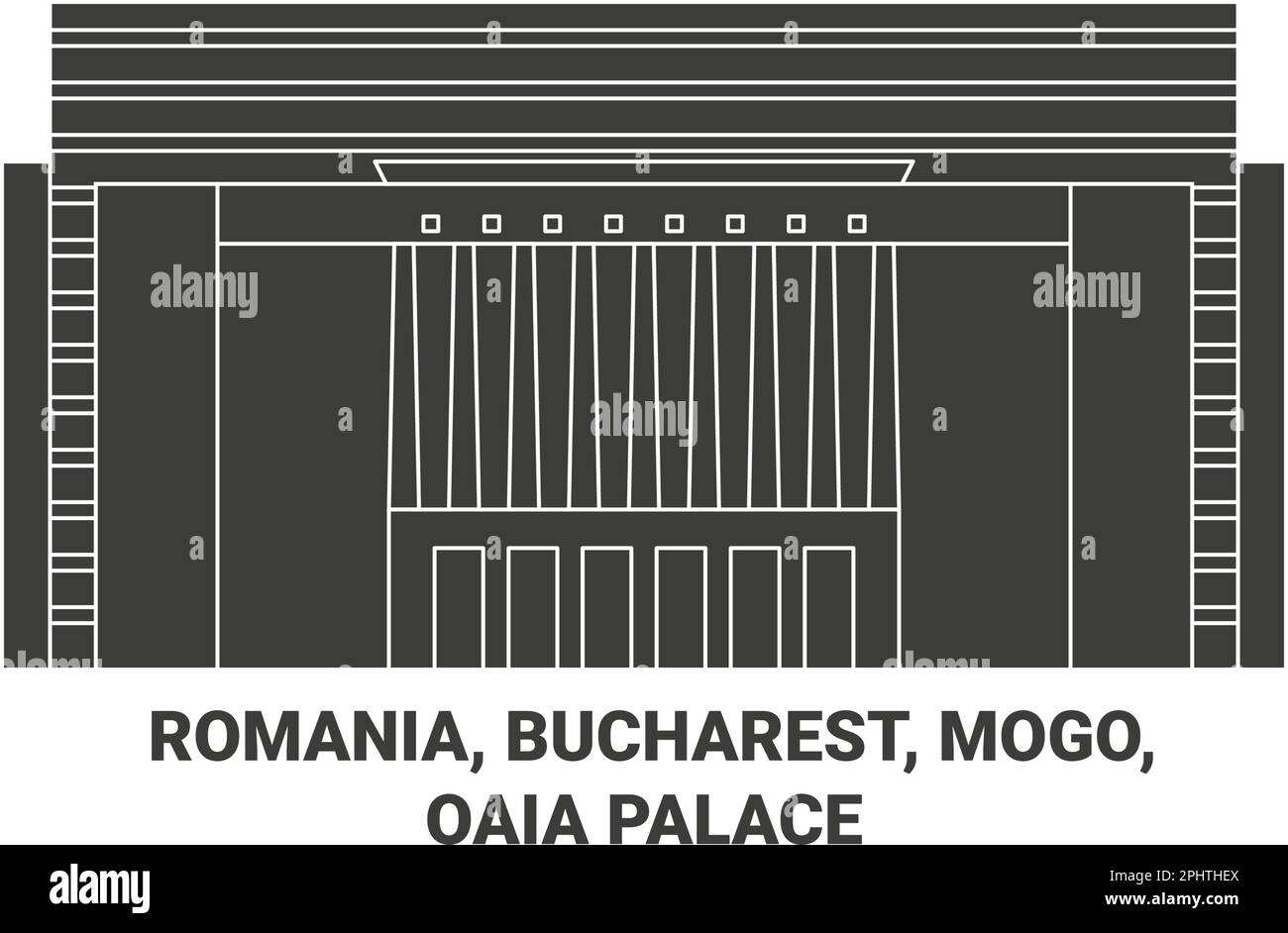 Romania, Bucarest, Mogo, Oaia Palace viaggio punto di riferimento vettoriale illustrazione Illustrazione Vettoriale