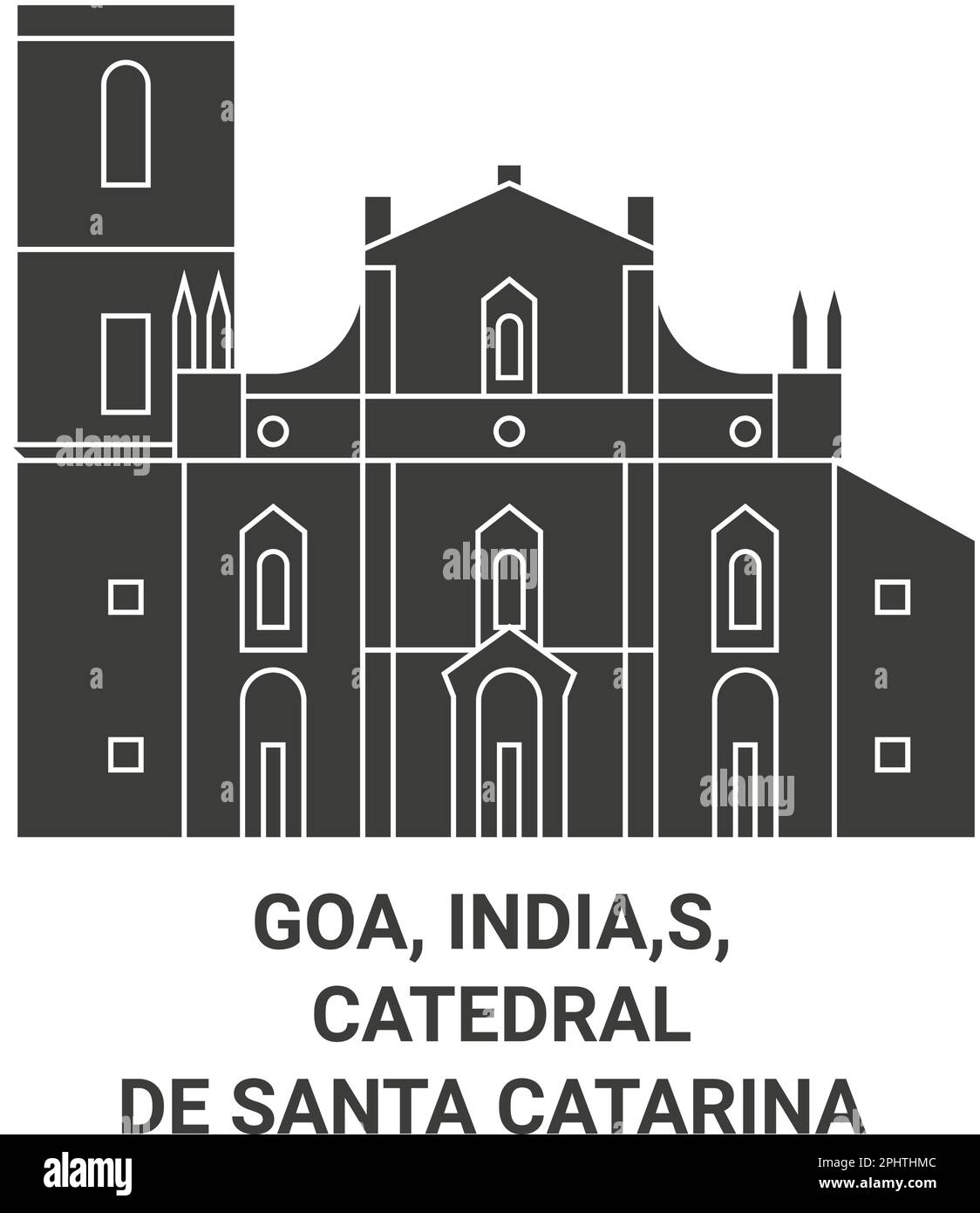 India, Goa, Catedral De Santa Catarina viaggio punto di riferimento vettore illustrazione Illustrazione Vettoriale